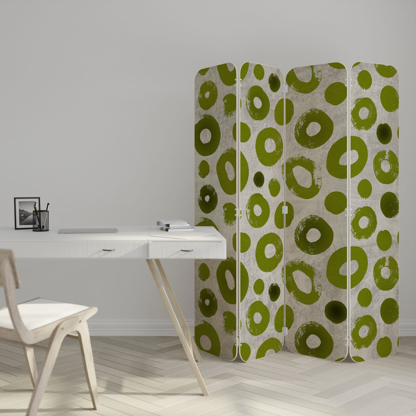 GREEN RHAPSODY 4-Panel Plywood Room Divider