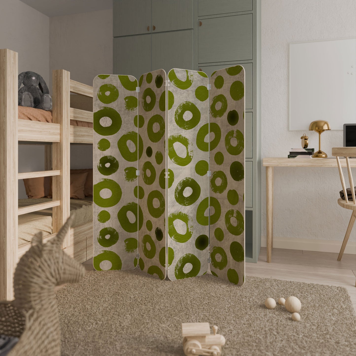 GREEN RHAPSODY 4-Panel Plywood Room Divider