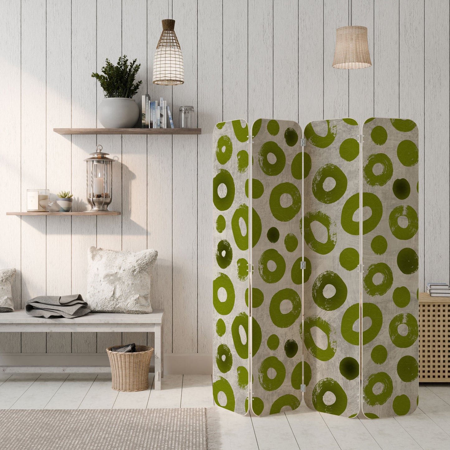 GREEN RHAPSODY 4-Panel Plywood Room Divider