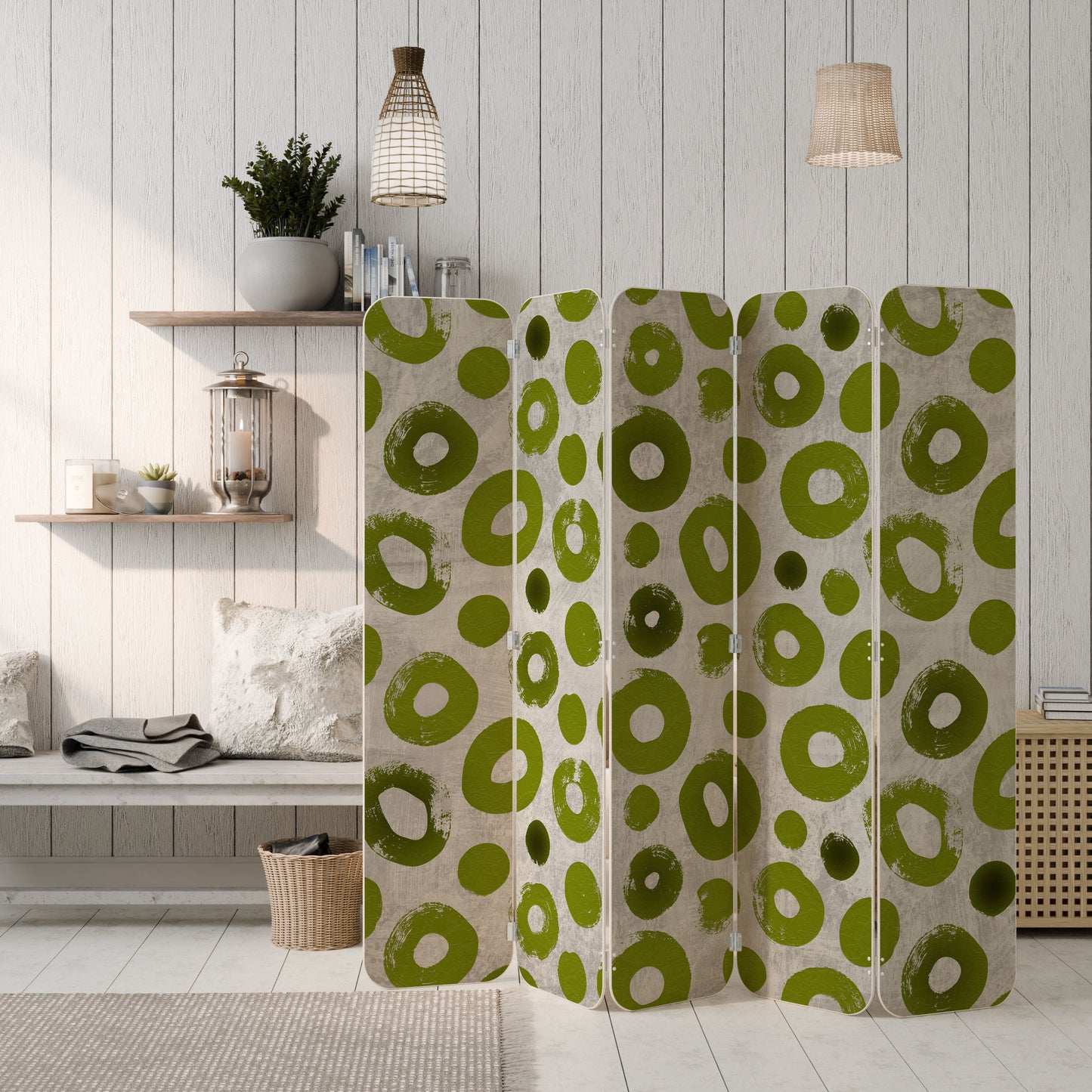 GREEN RHAPSODY 5-Panel Plywood Room Divider