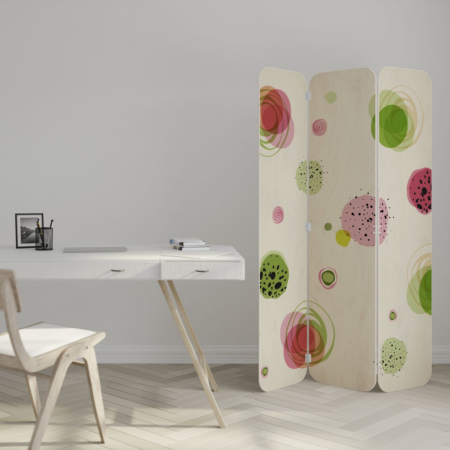 COLORFUL COSMOS 3-Panel Plywood Room Divider