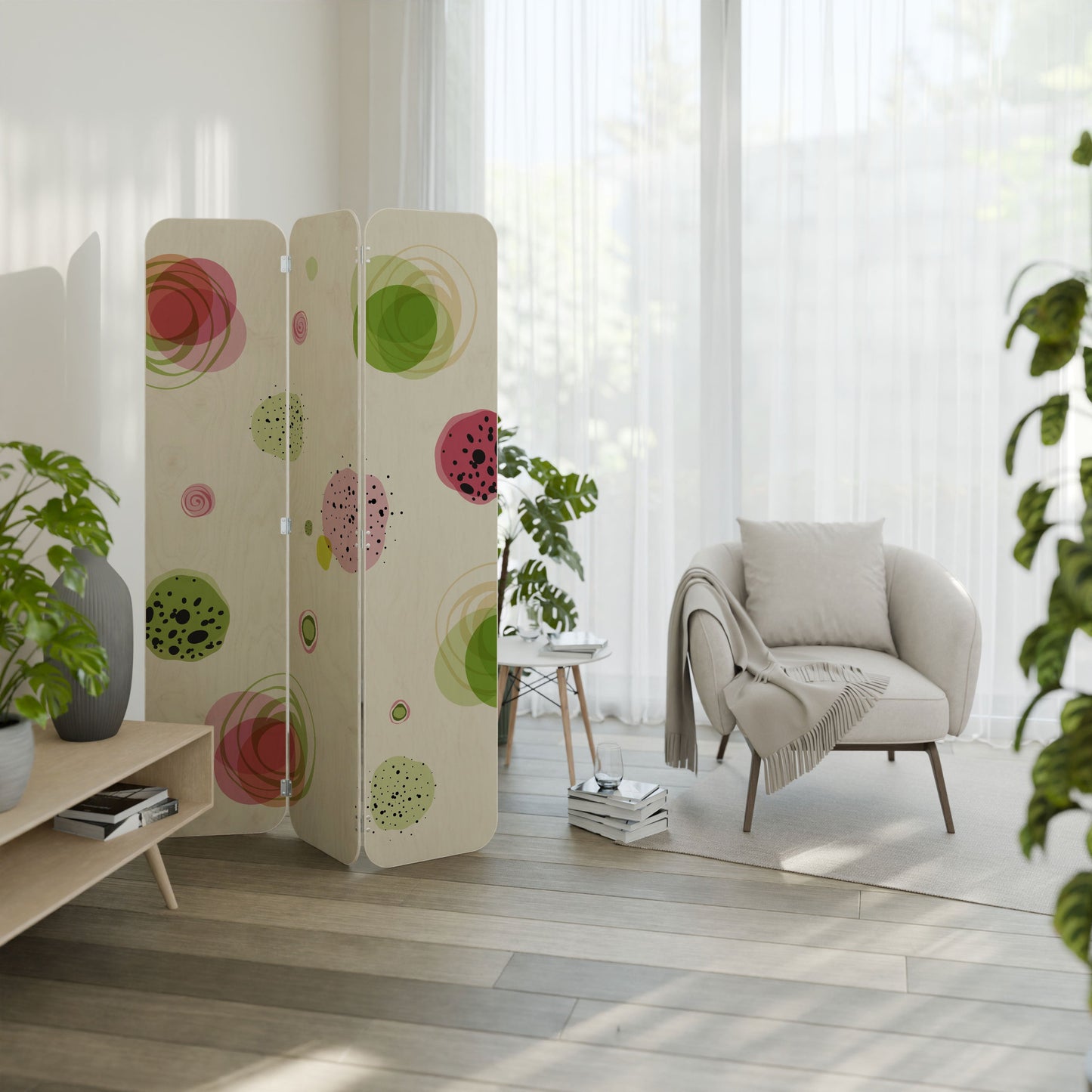 COLORFUL COSMOS 3-Panel Plywood Room Divider