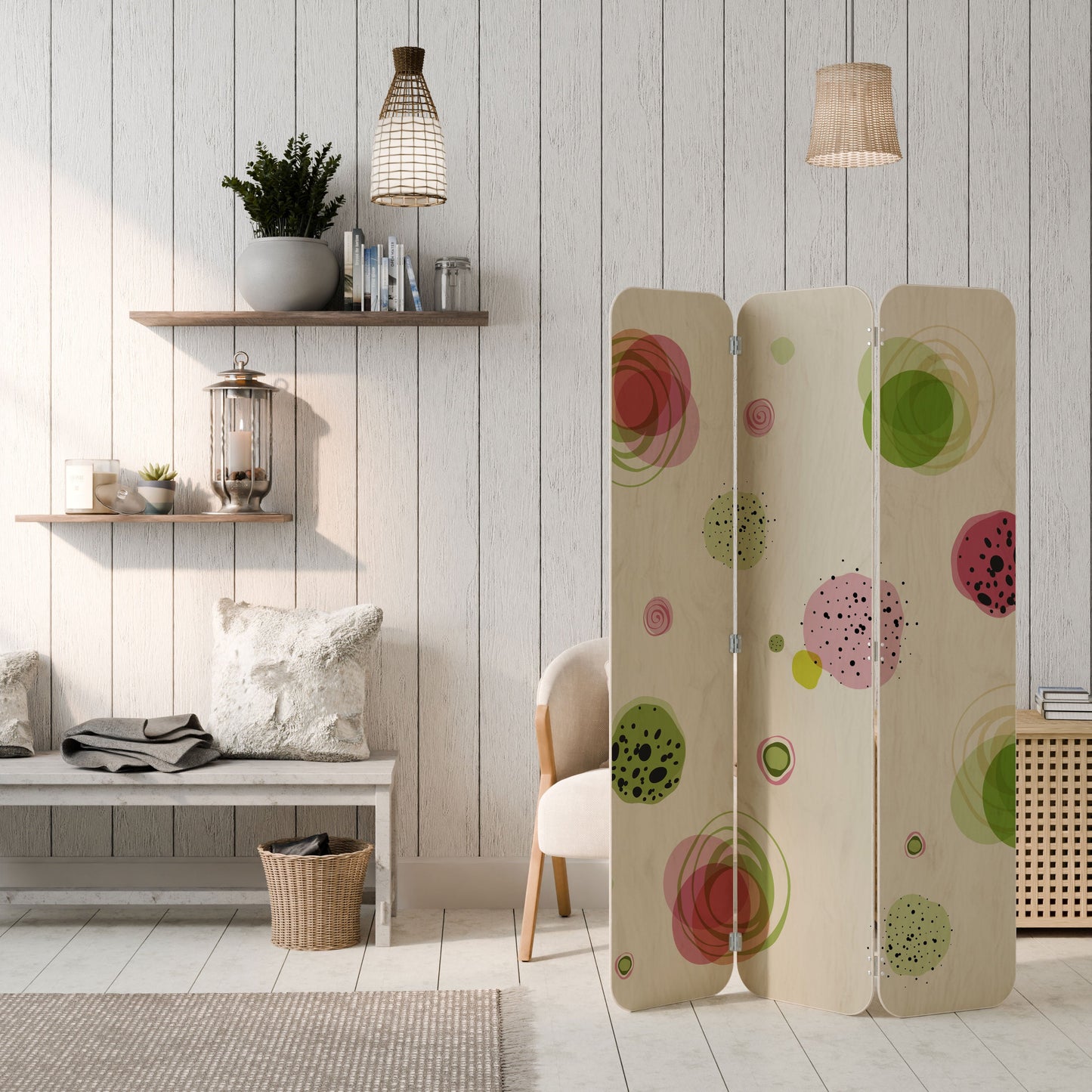 COLORFUL COSMOS 3-Panel Plywood Room Divider