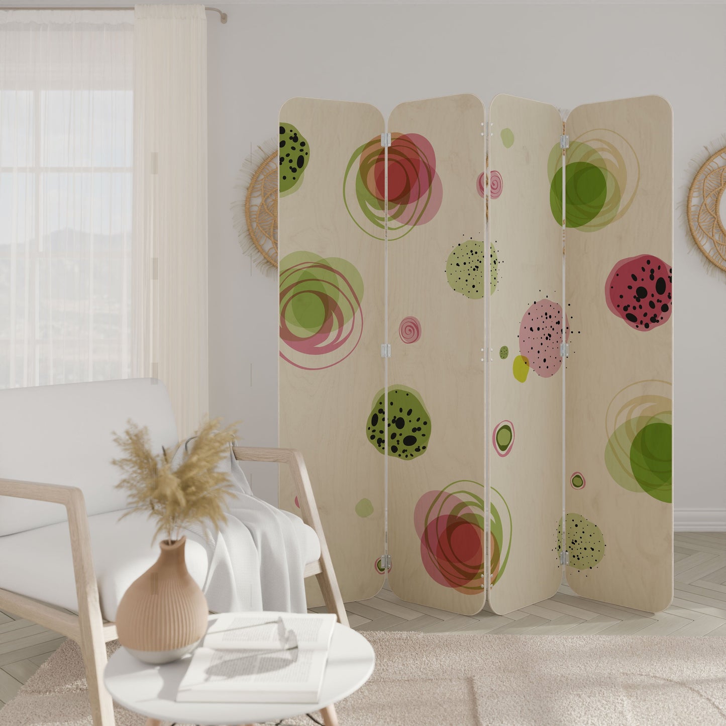 COLORFUL COSMOS 4-Panel Plywood Room Divider