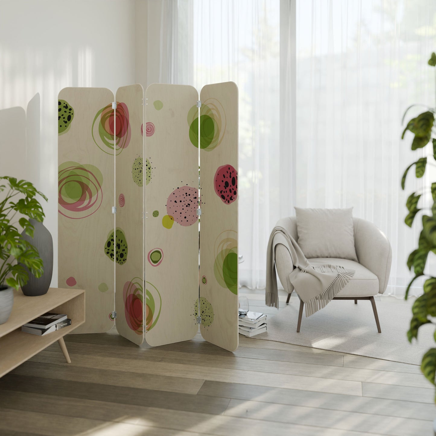 COLORFUL COSMOS 4-Panel Plywood Room Divider