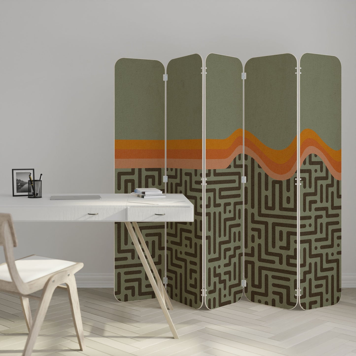 SIMPLE SOLUTIONS 5-Panel Plywood Room Divider