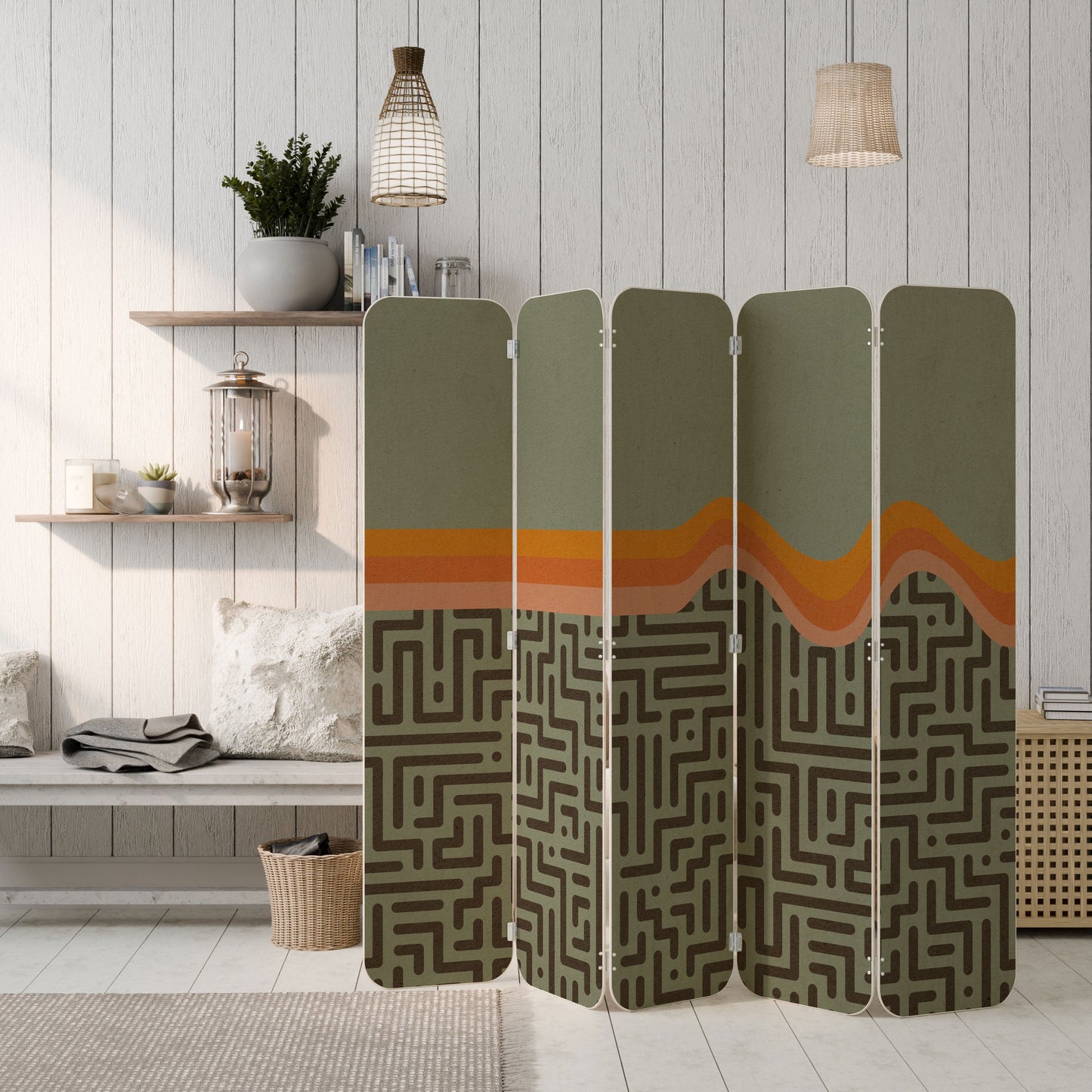 SIMPLE SOLUTIONS 5-Panel Plywood Room Divider