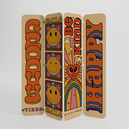 GROOVY POSTERS 4-Panel Plywood Room Divider