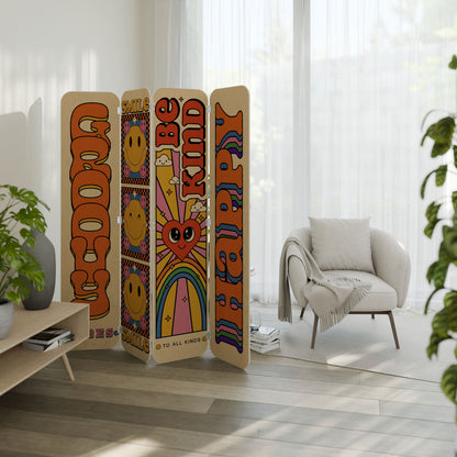 GROOVY POSTERS 4-Panel Plywood Room Divider