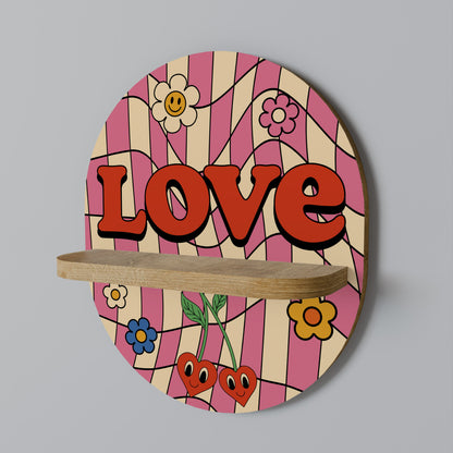 ROCKING LOVE Oval Art Shelf In Oak Effect