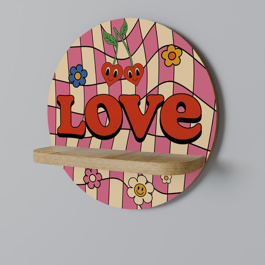 ROCKING LOVE Round Art Shelf In Oak Effect