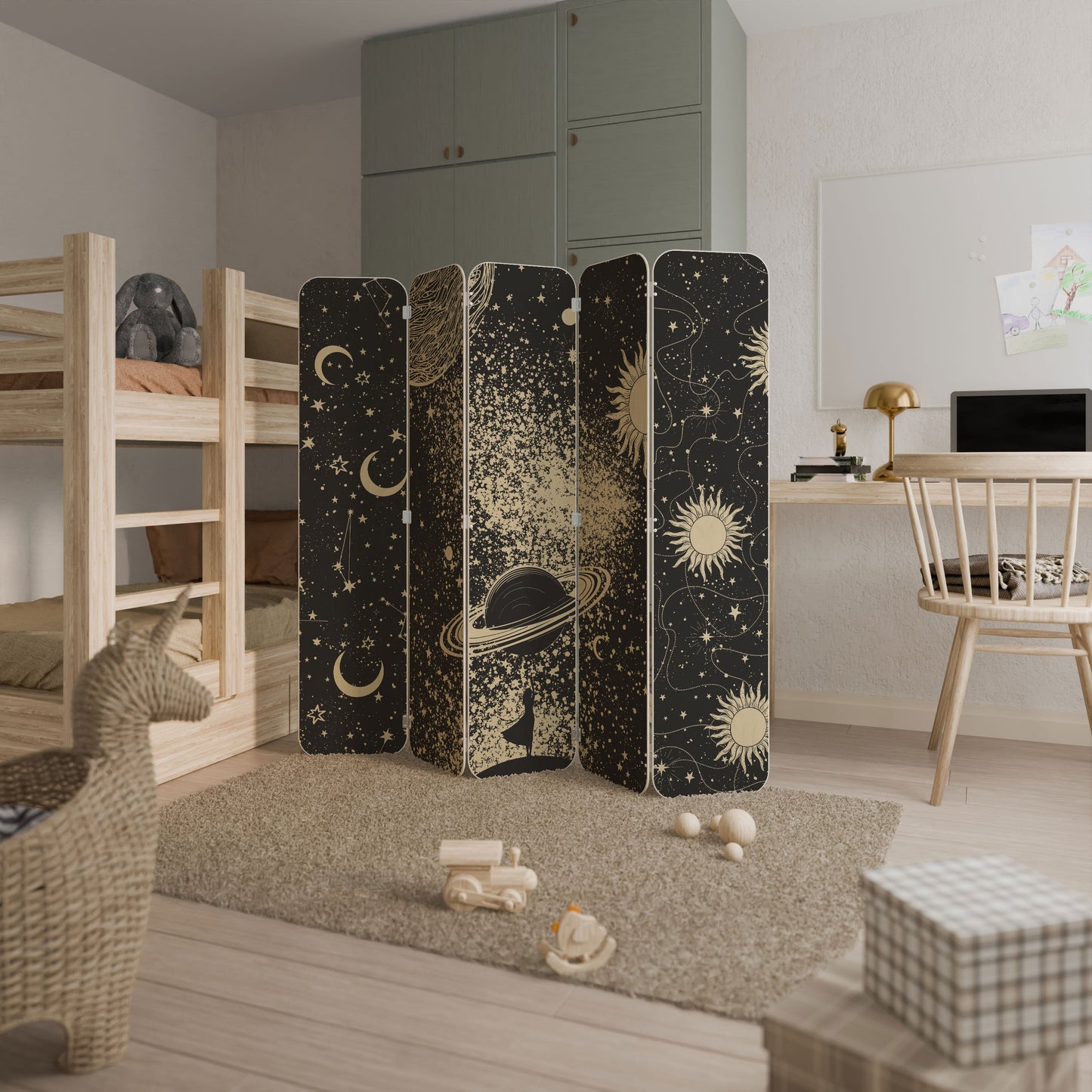 BRILLIANT UNIVERSE 5-Panel Plywood Room Divider