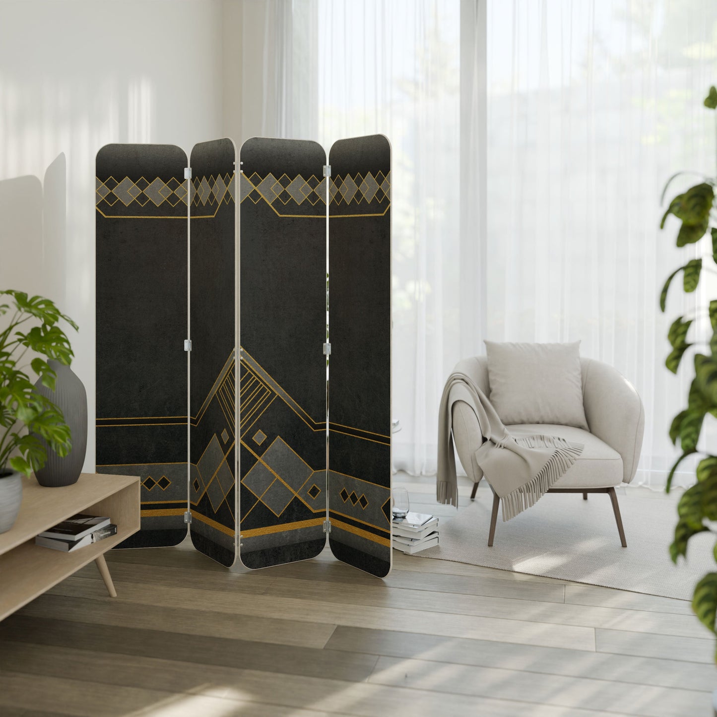 ROYAL ORDINARINESS 4-Panel Plywood Room Divider