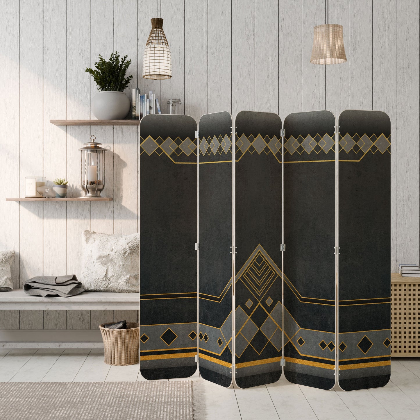 ROYAL ORDINARINESS 5-Panel Plywood Room Divider