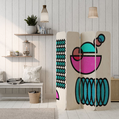 GEOMETRIC RHAPSODY 4-Panel Plywood Room Divider