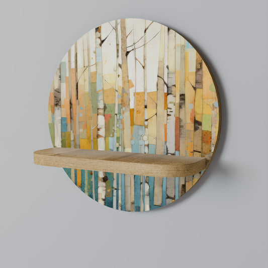 BIRCH KALEIDOSCOPE Round Art Shelf In Oak Effect