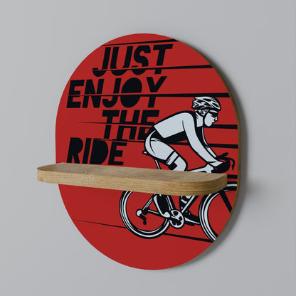 ENJOY THE RIDE Oval Art Shelf In Oak Effect