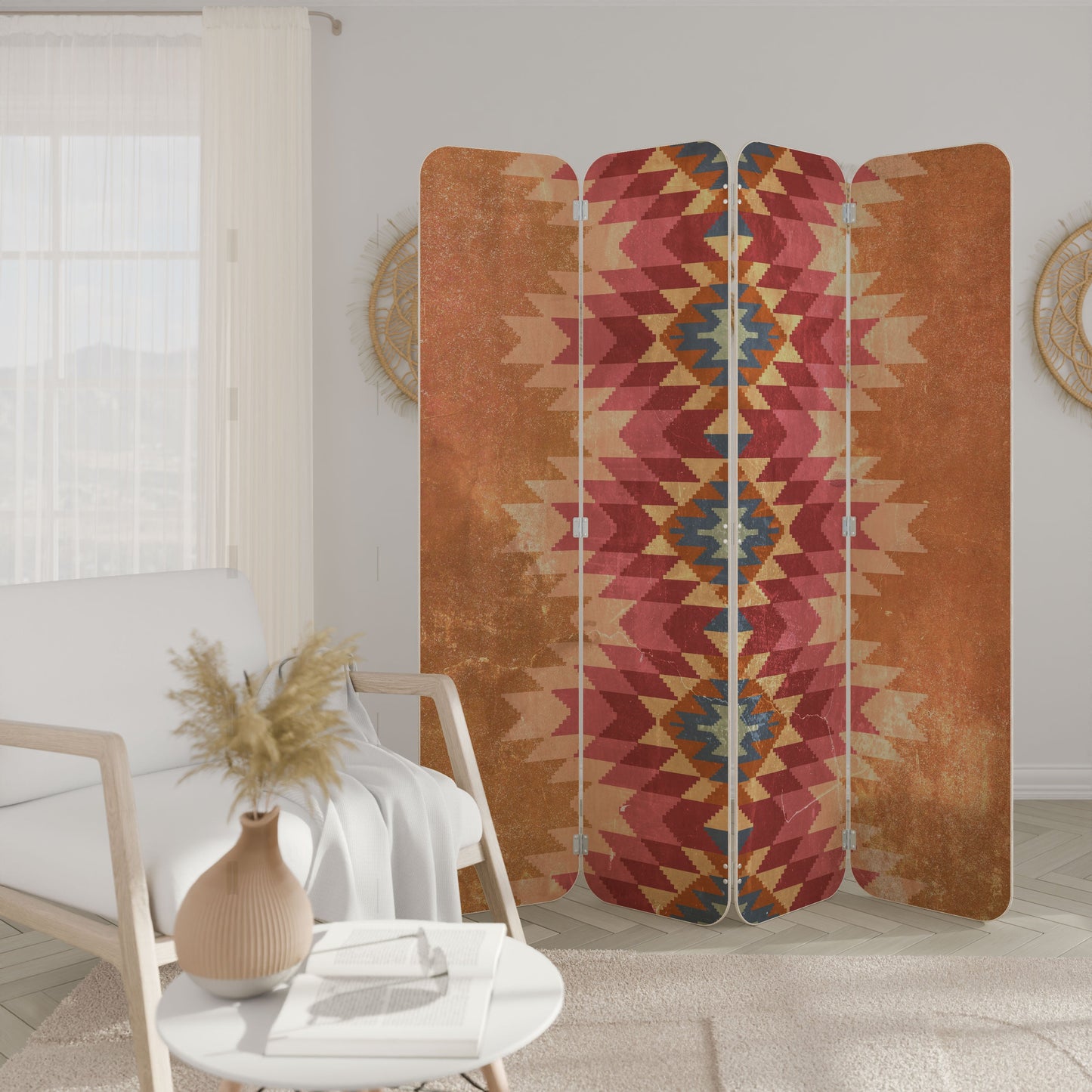 INDIAN FOLK 4-Panel Plywood Room Divider