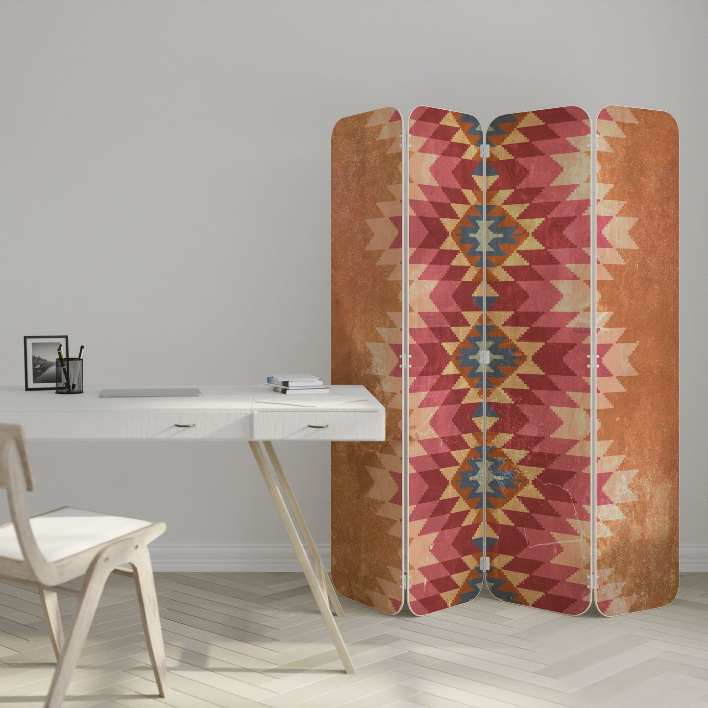 INDIAN FOLK 4-Panel Plywood Room Divider