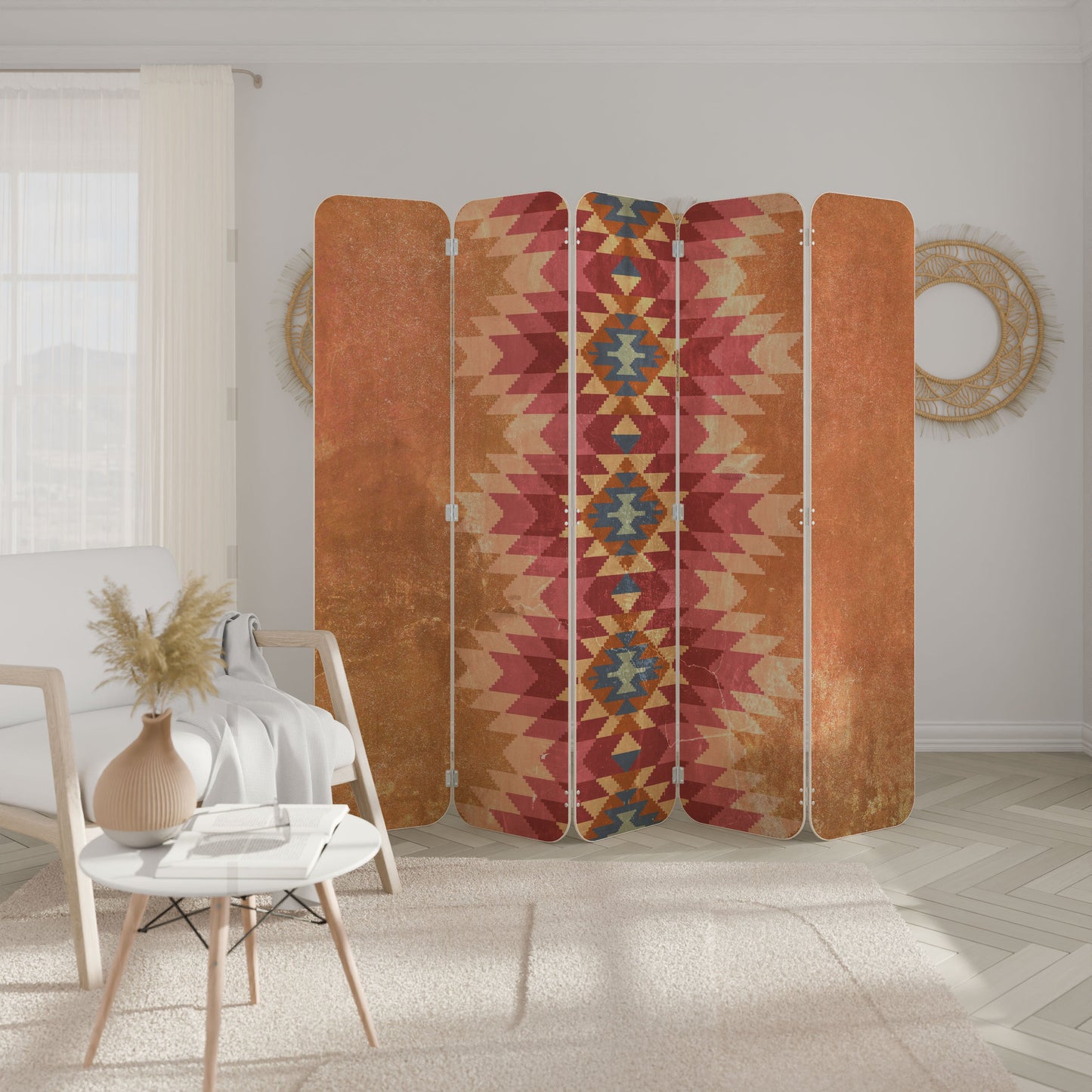 INDIAN FOLK 5-Panel Plywood Room Divider