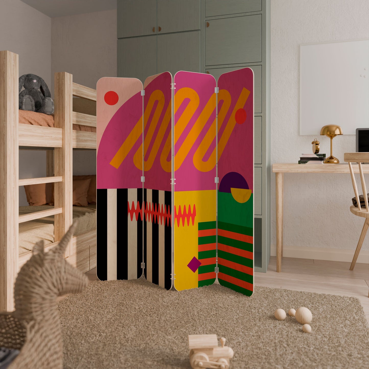 VIVID ART 4-Panel Plywood Room Divider