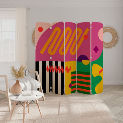 VIVID ART 5-Panel Plywood Room Divider