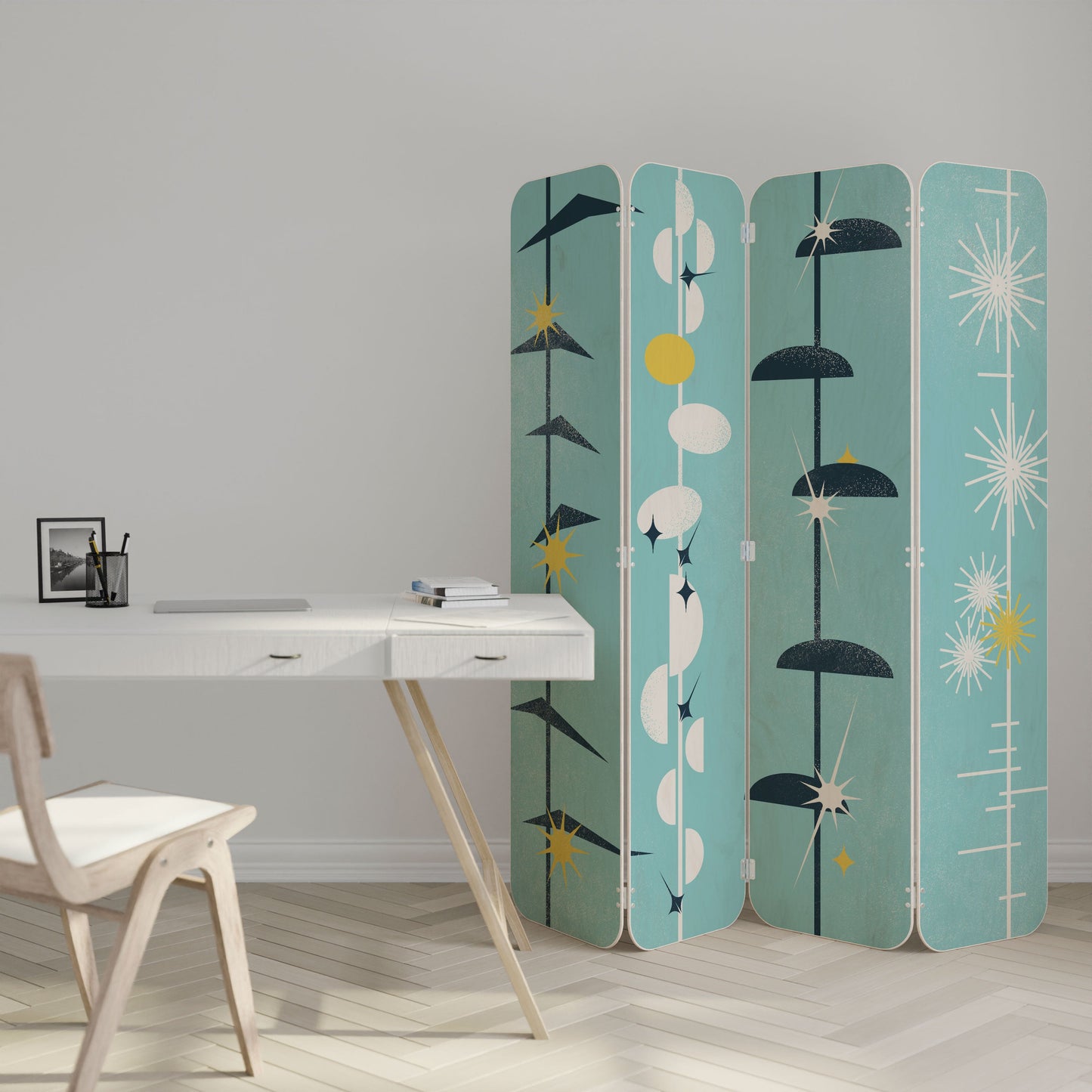 PATHS TO HAPPINESS 4-Panel Plywood Room Divider