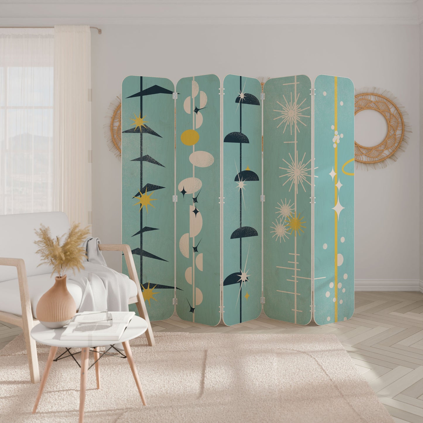 PATHS TO HAPPINESS 5-Panel Plywood Room Divider