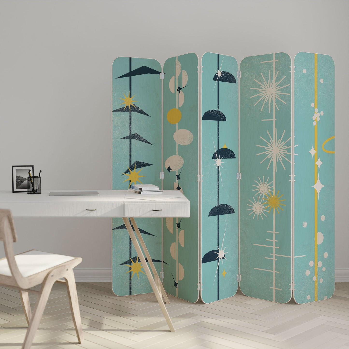 PATHS TO HAPPINESS 5-Panel Plywood Room Divider