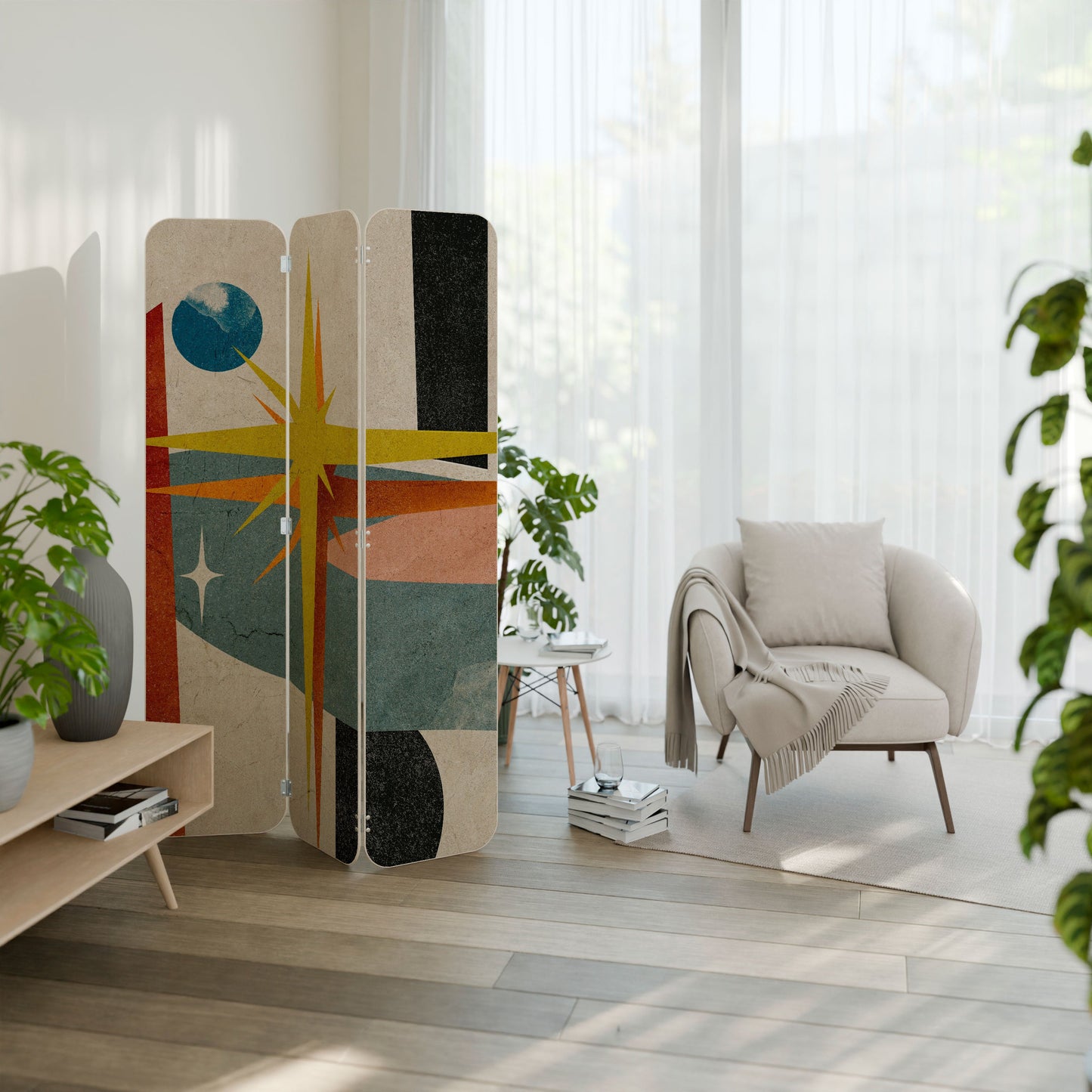 INTERSTELLAR VIBES 3-Panel Plywood Room Divider