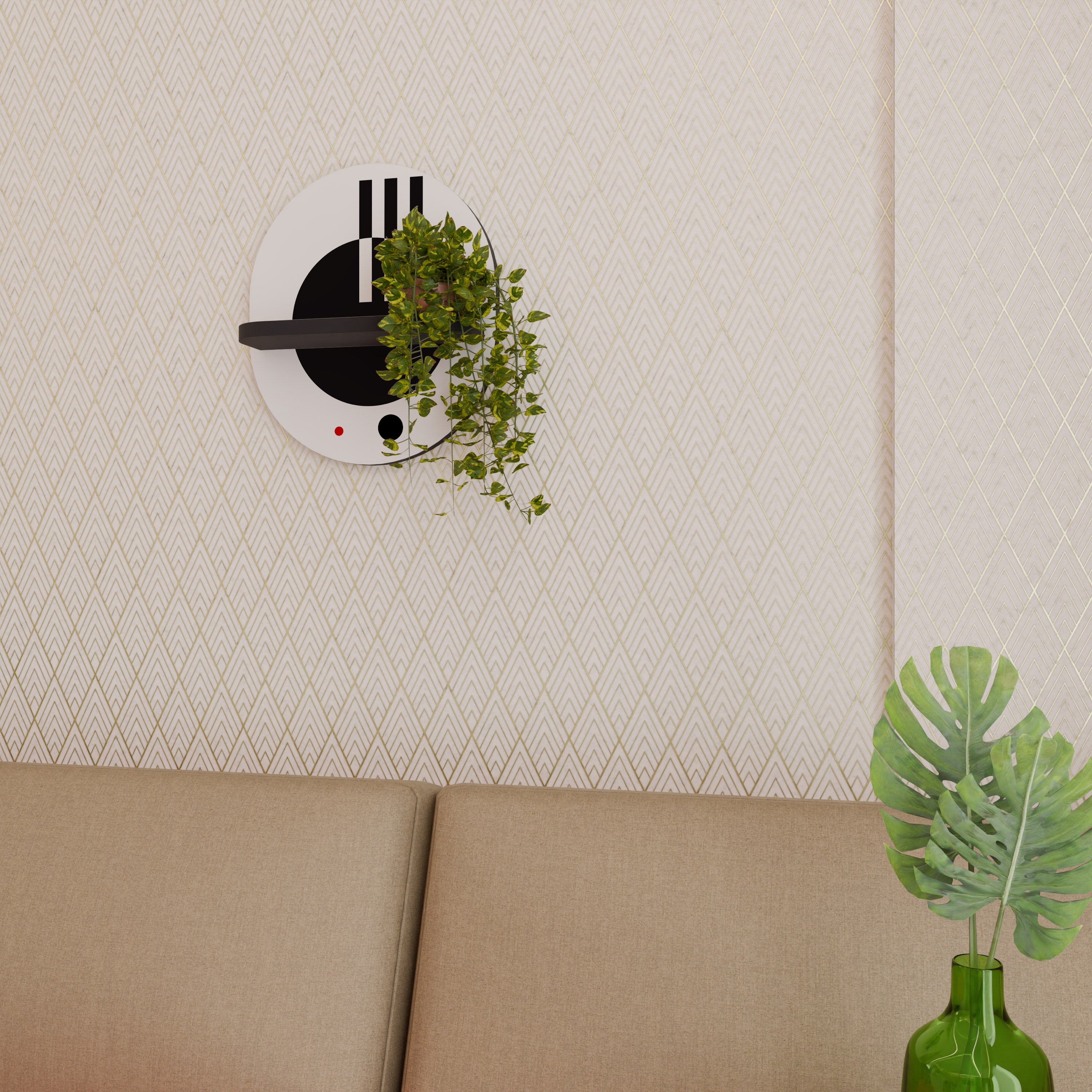 BLACK AND WHITE COMBINATION Decorative Art Shelf