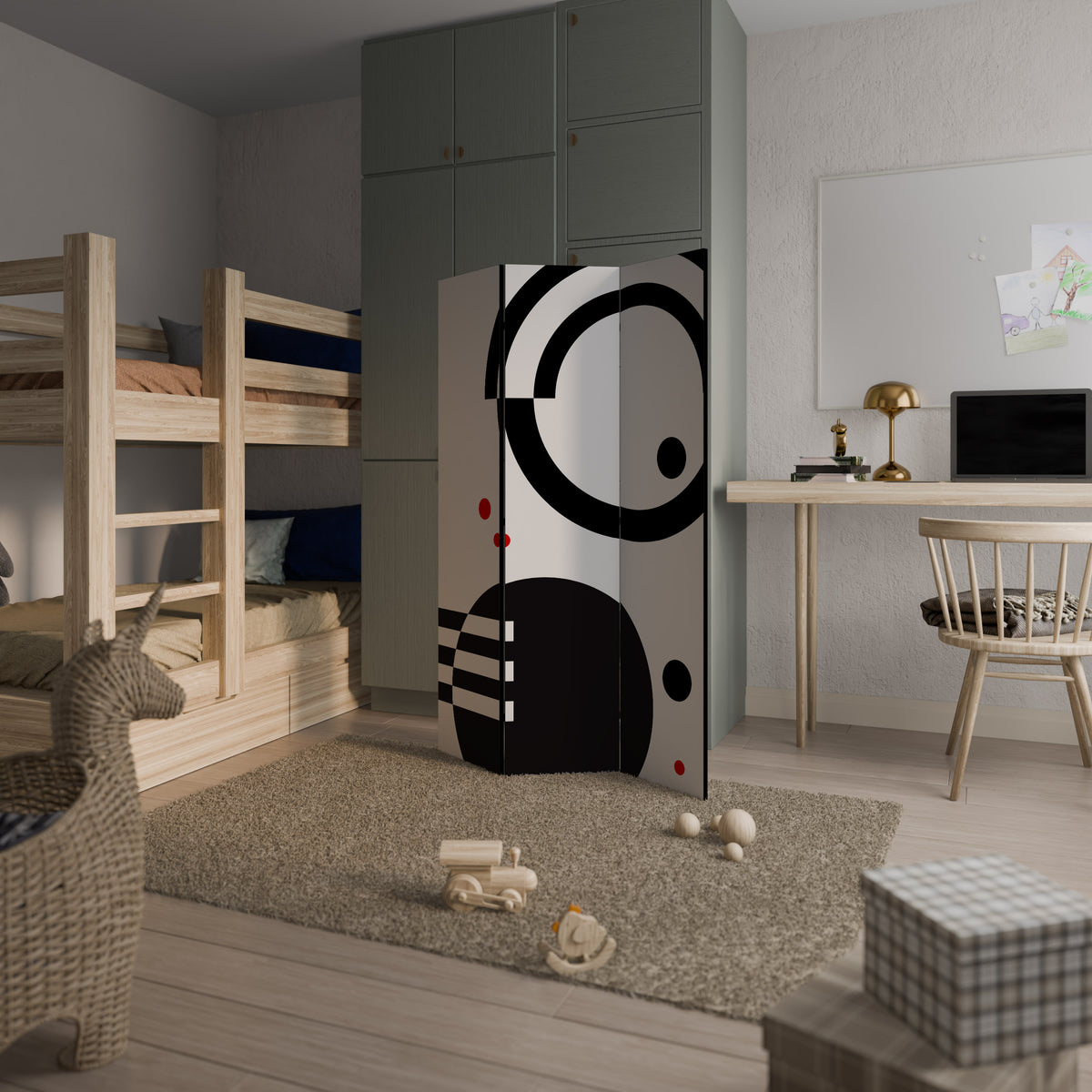 BLACK AND WHITE COMBINATION Παραβάν με 3 πάνελ