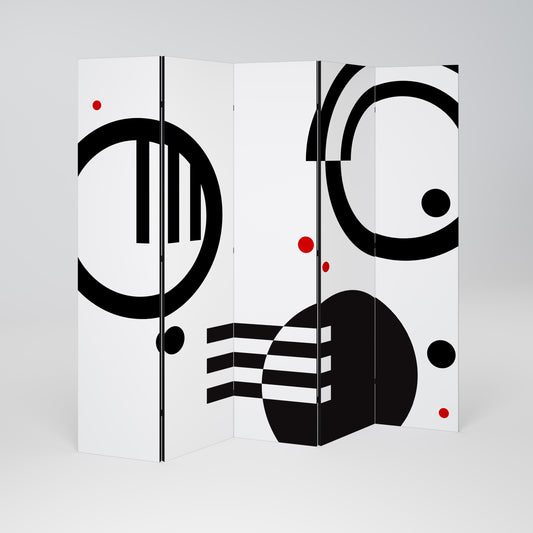 BLACK AND WHITE COMBINATION 5-Panel Room Divider