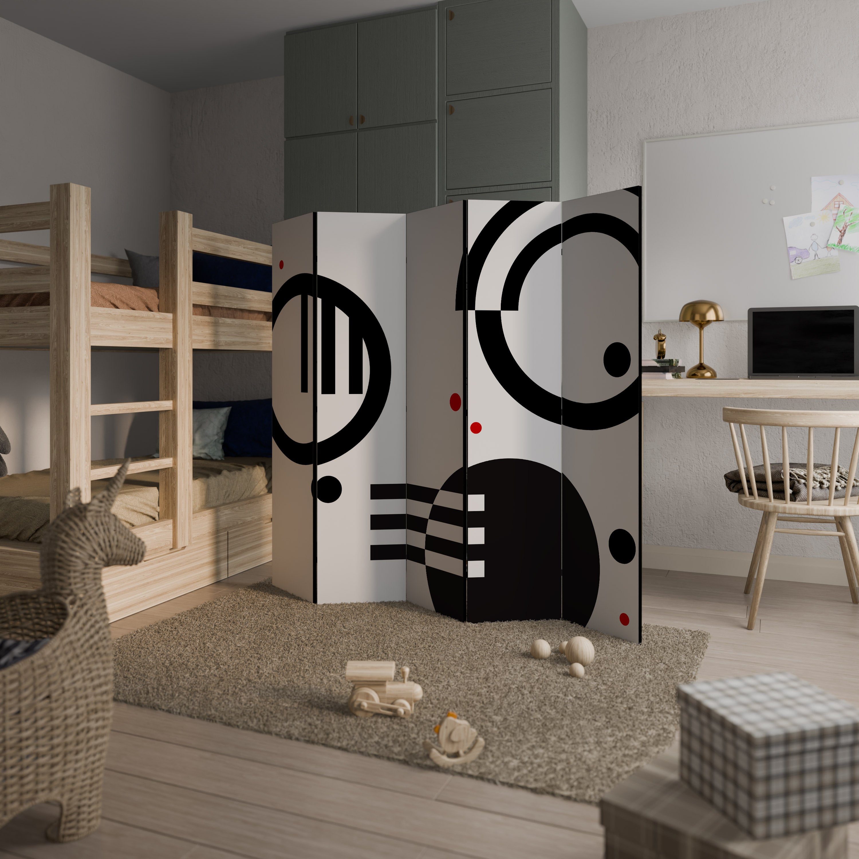 BLACK AND WHITE COMBINATION Παραβάν με 5 πάνελ