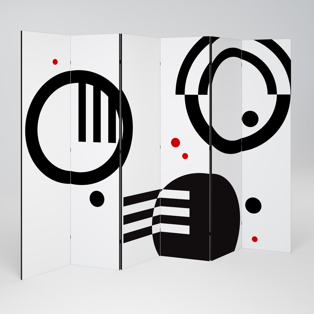 BLACK AND WHITE COMBINATION 6-Panel Room Divider