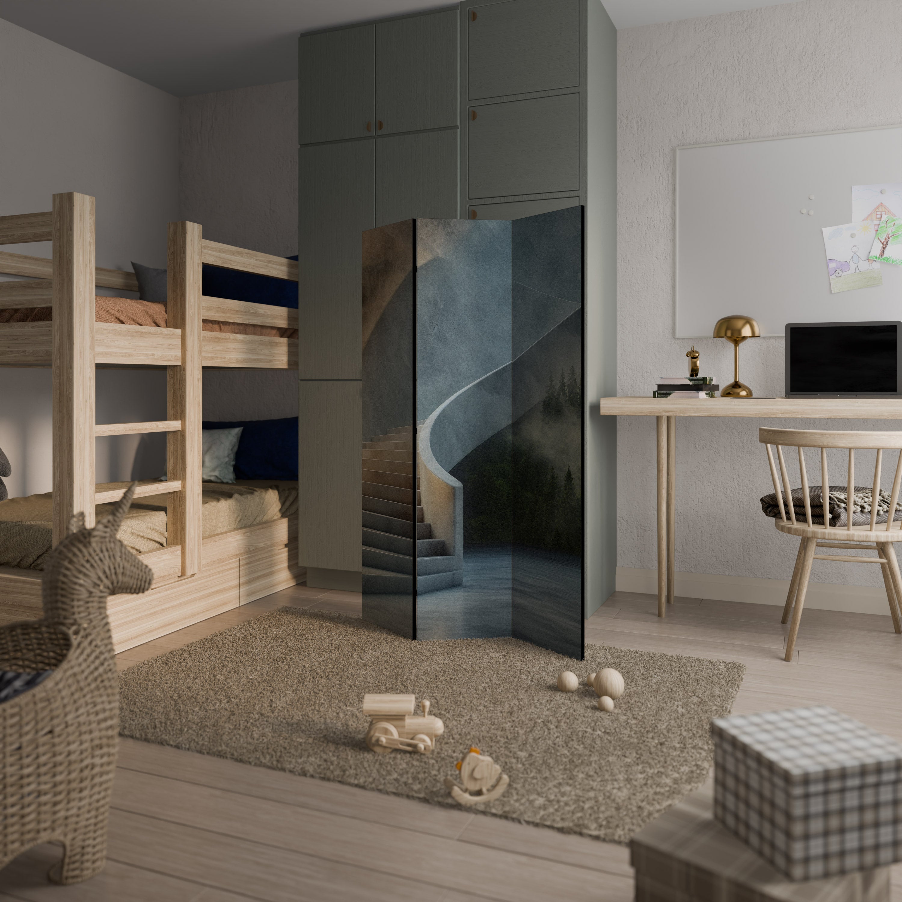 STEPS TO SERENITY Dekorativ rumsavdelare – 3 paneler