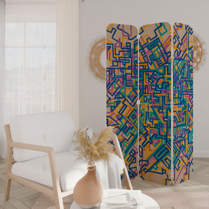 MEMORIES MAP 3-Panel Plywood Room Divider