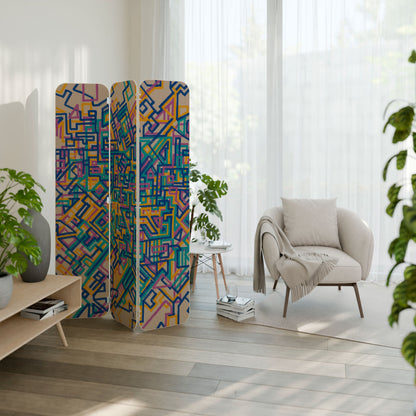 MEMORIES MAP 3-Panel Plywood Room Divider