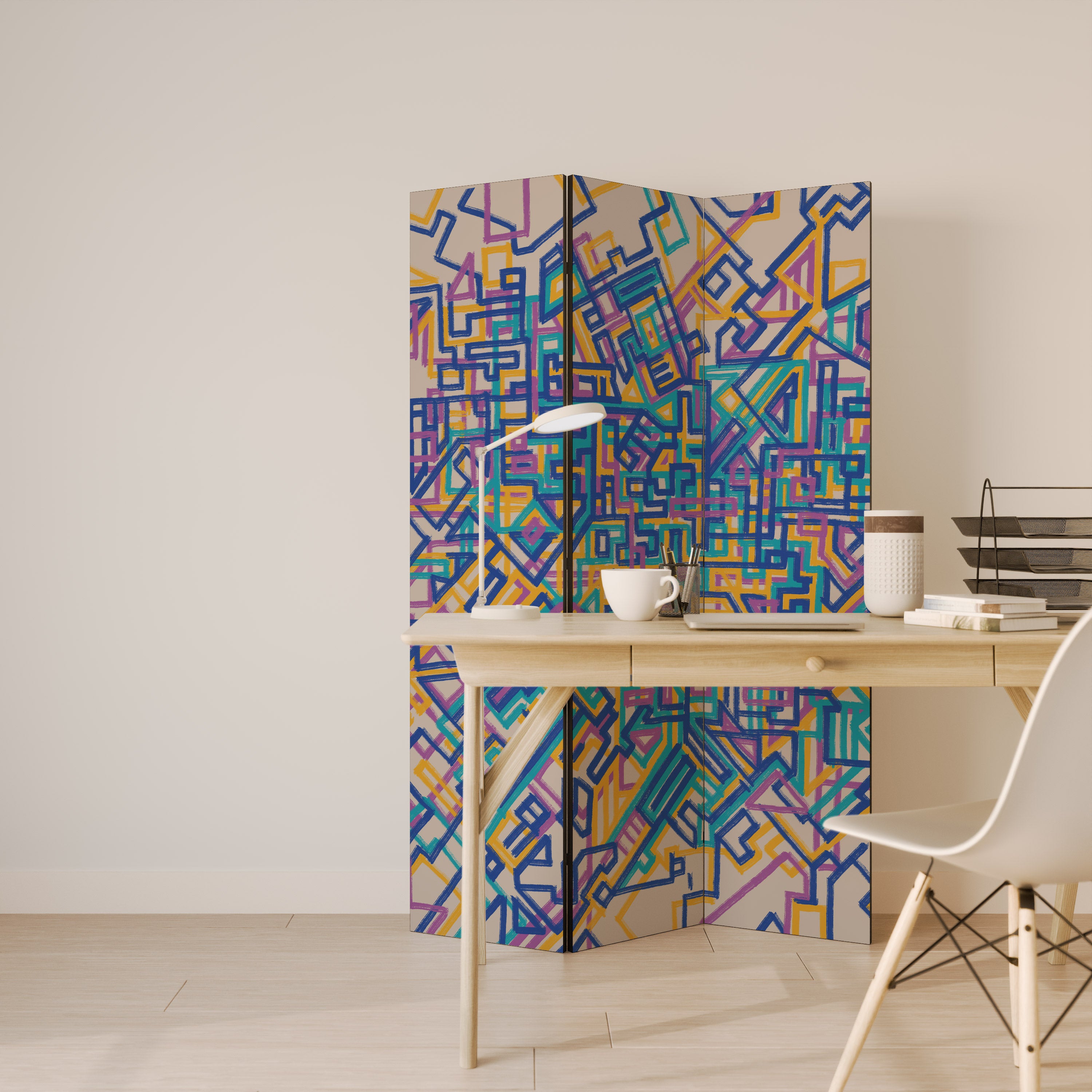 MEMORIES MAP Dekorativ rumsavdelare – 3 paneler