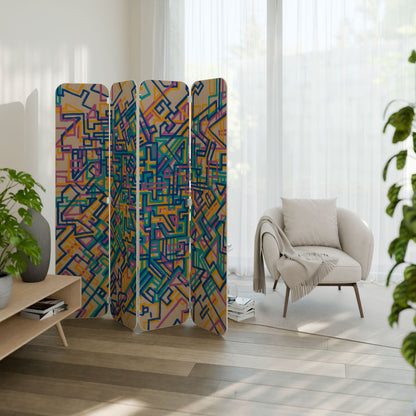 MEMORIES MAP 4-Panel Plywood Room Divider