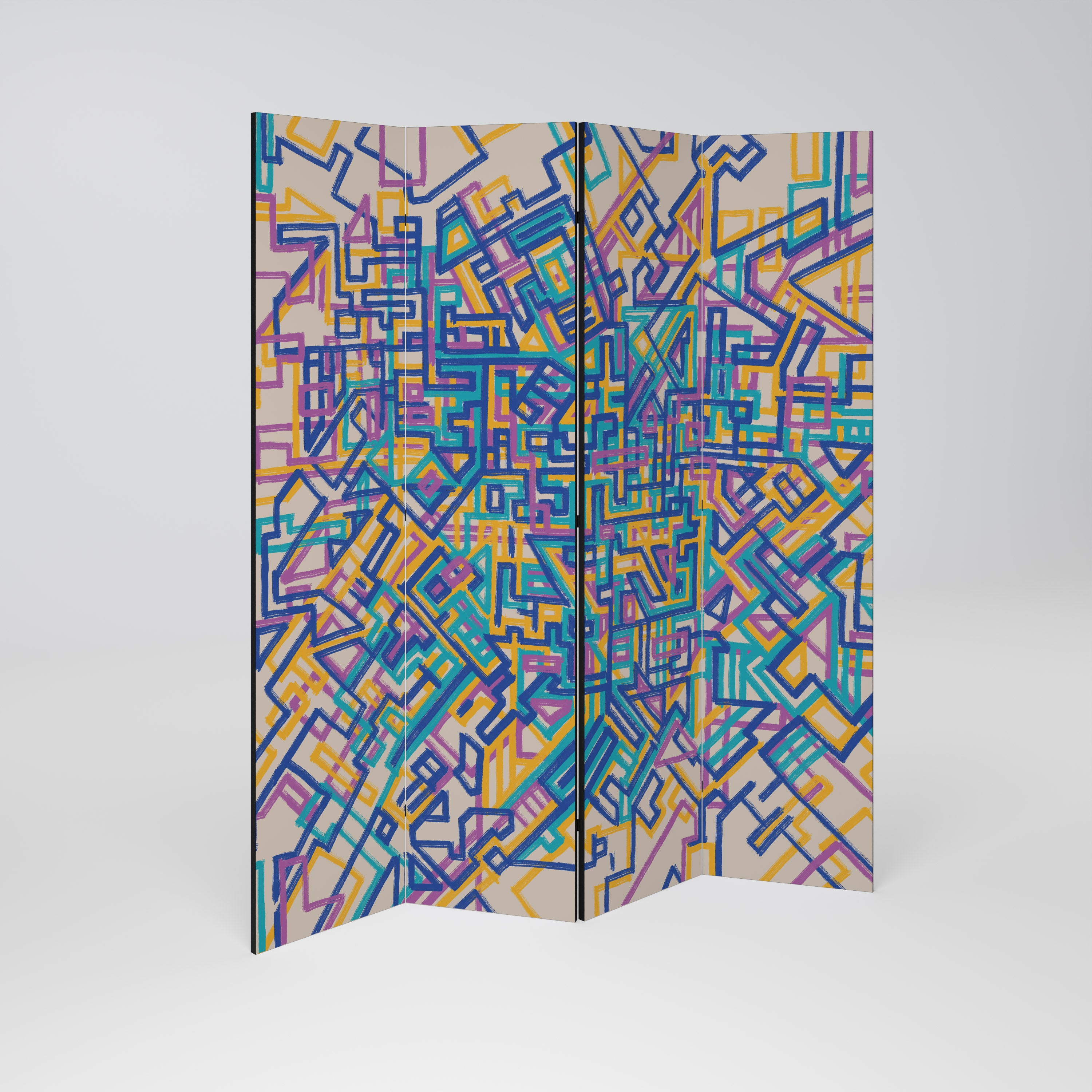 MEMORIES MAP 4-Panel Room Divider