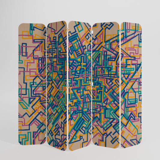 MEMORIES MAP 5-Panel Plywood Room Divider