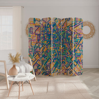 MEMORIES MAP 5-Panel Plywood Room Divider