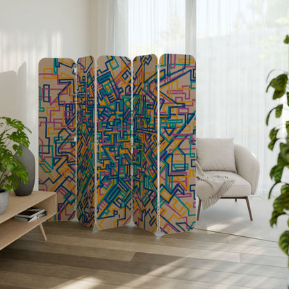 MEMORIES MAP 5-Panel Plywood Room Divider