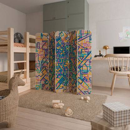 MEMORIES MAP 5-Panel Plywood Room Divider