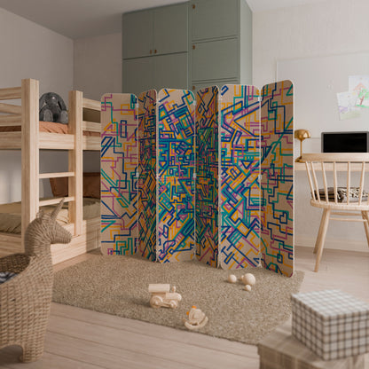 MEMORIES MAP 6-Panel Plywood Room Divider