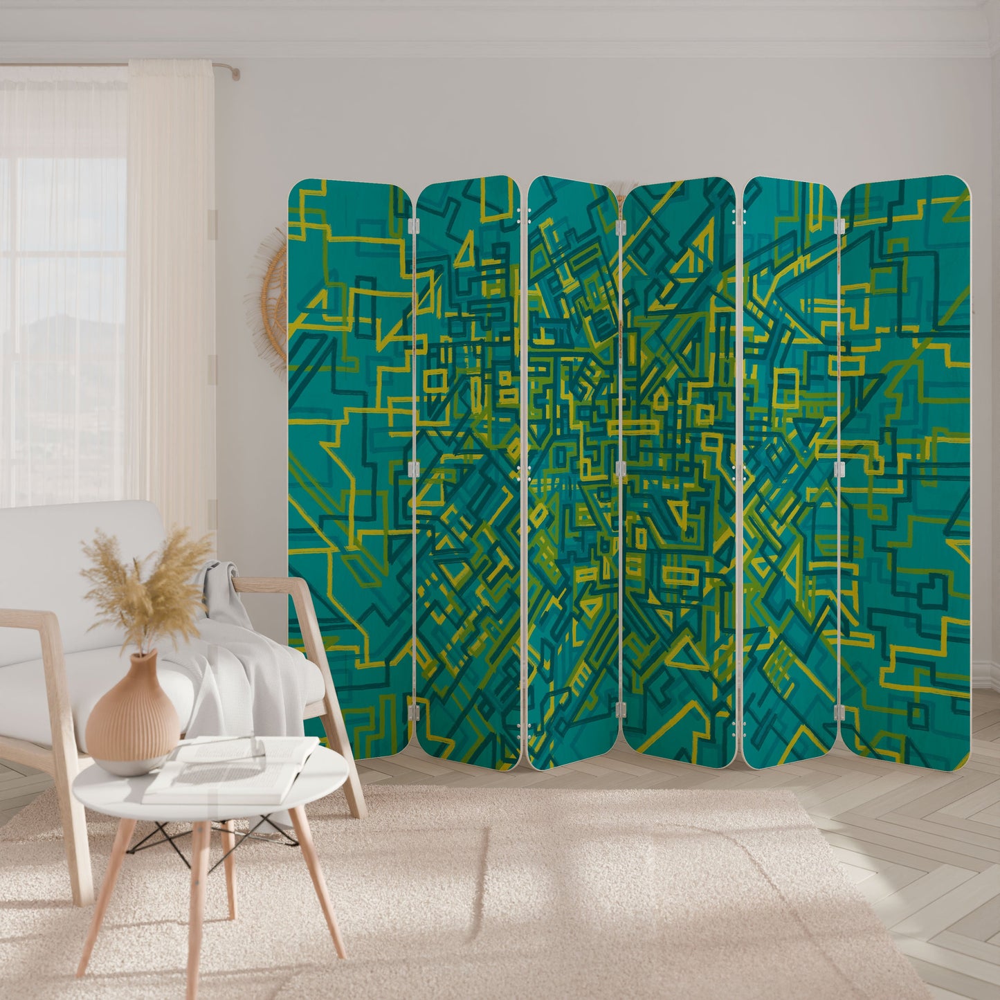 NOSTALGIC MEMORIES 6-Panel Plywood Room Divider