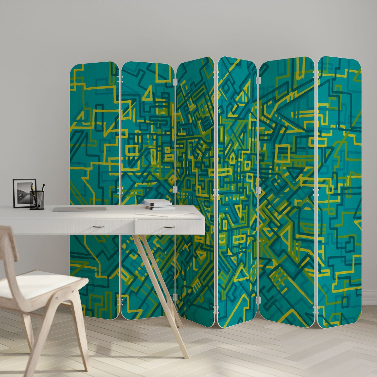 NOSTALGIC MEMORIES 6-Panel Plywood Room Divider