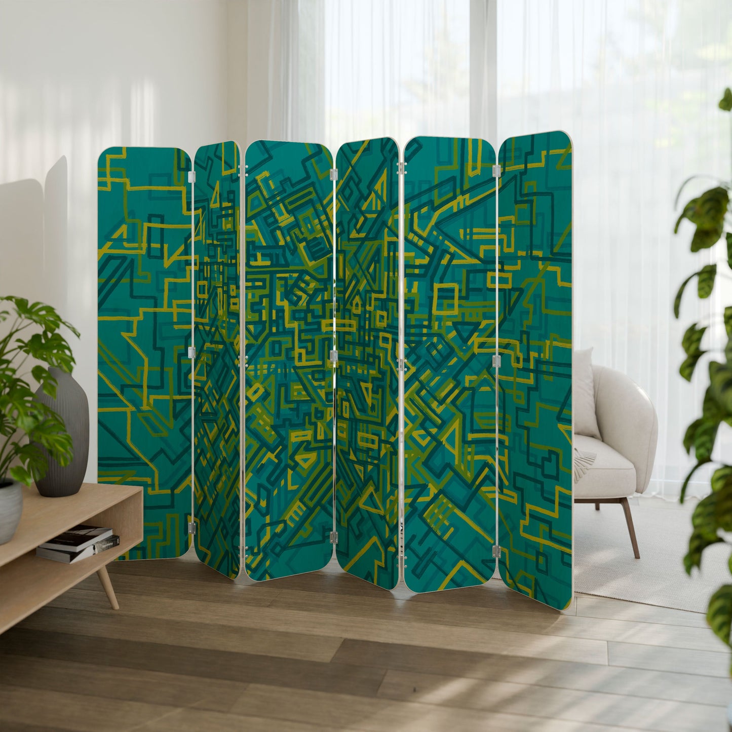 NOSTALGIC MEMORIES 6-Panel Plywood Room Divider