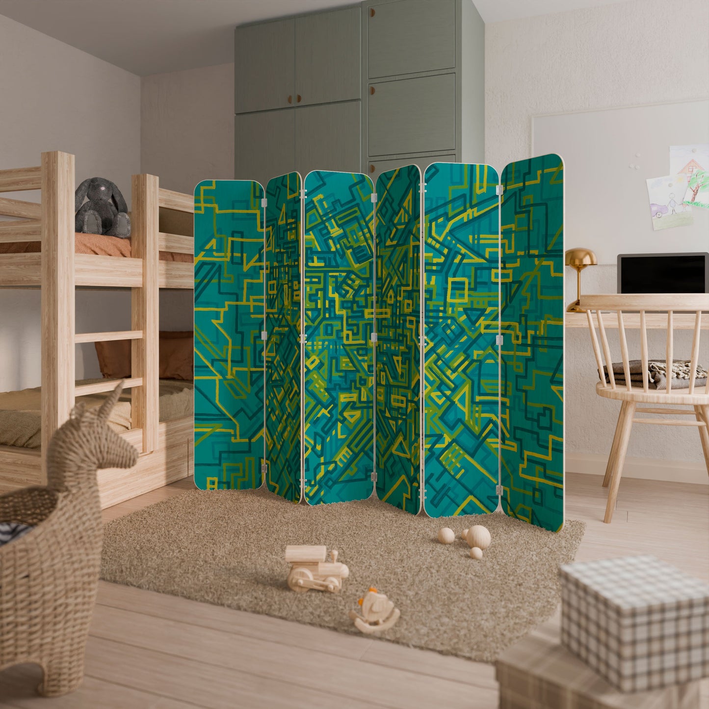 NOSTALGIC MEMORIES 6-Panel Plywood Room Divider